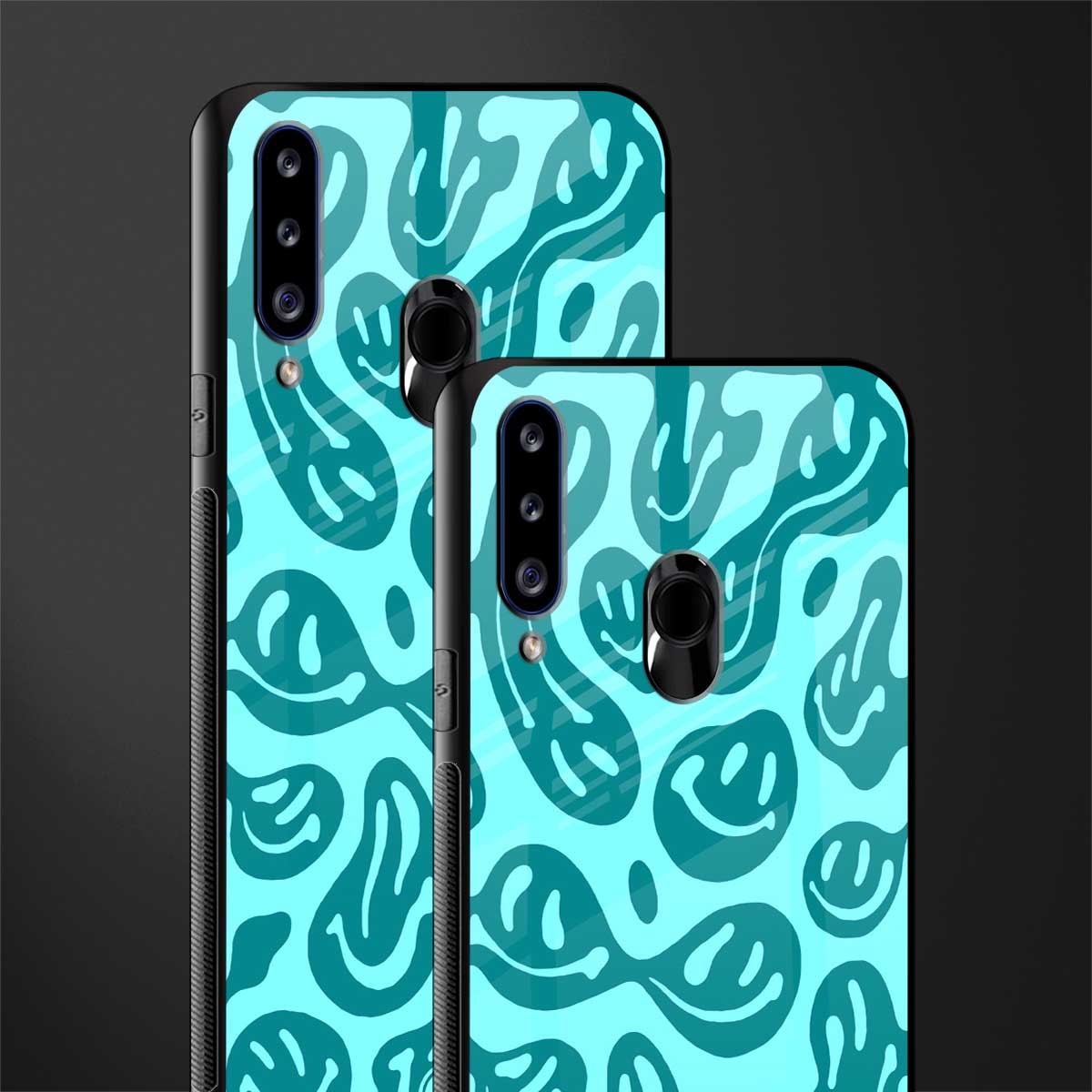 acid smiles turquoise edition glass case for samsung galaxy a20s image-2