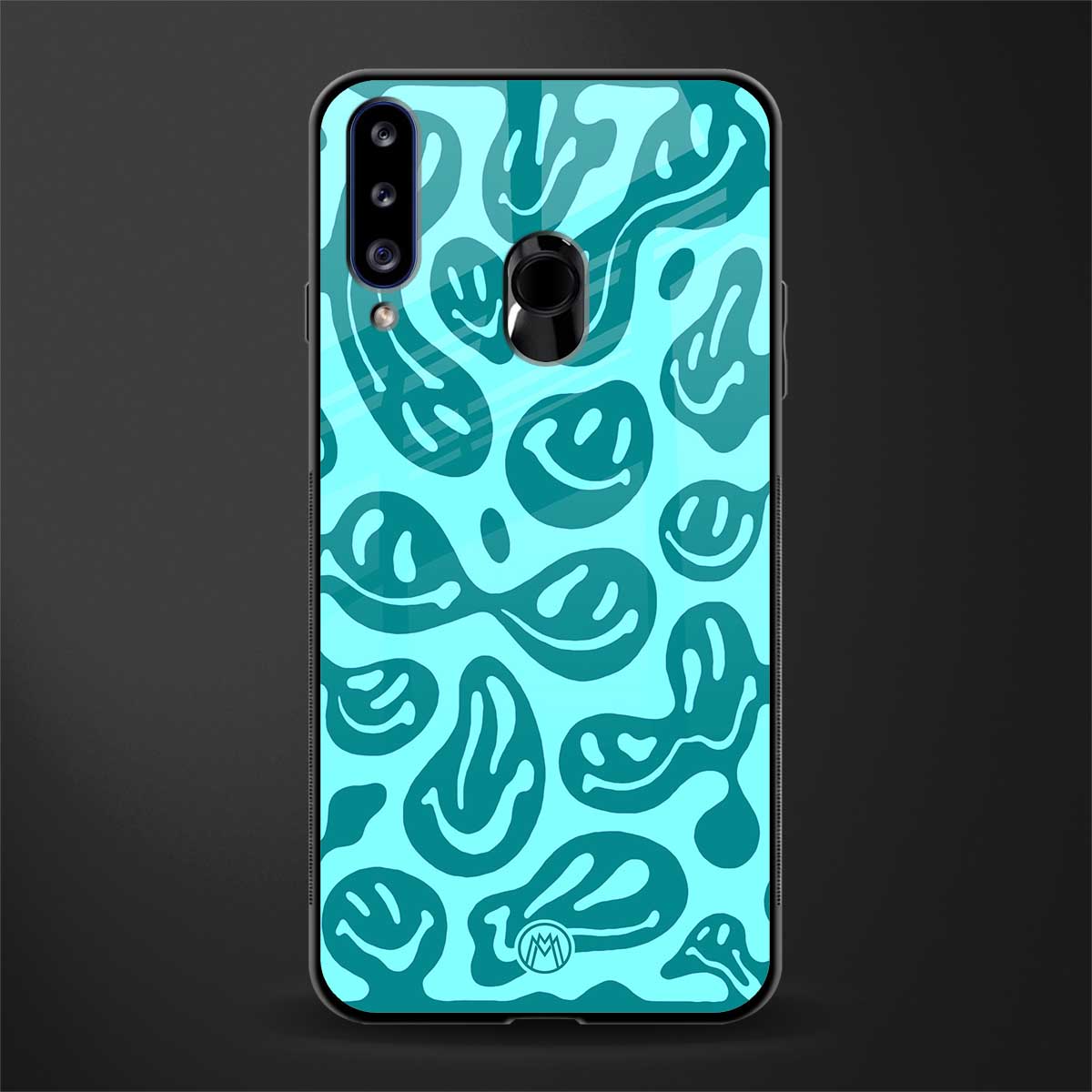 acid smiles turquoise edition glass case for samsung galaxy a20s image