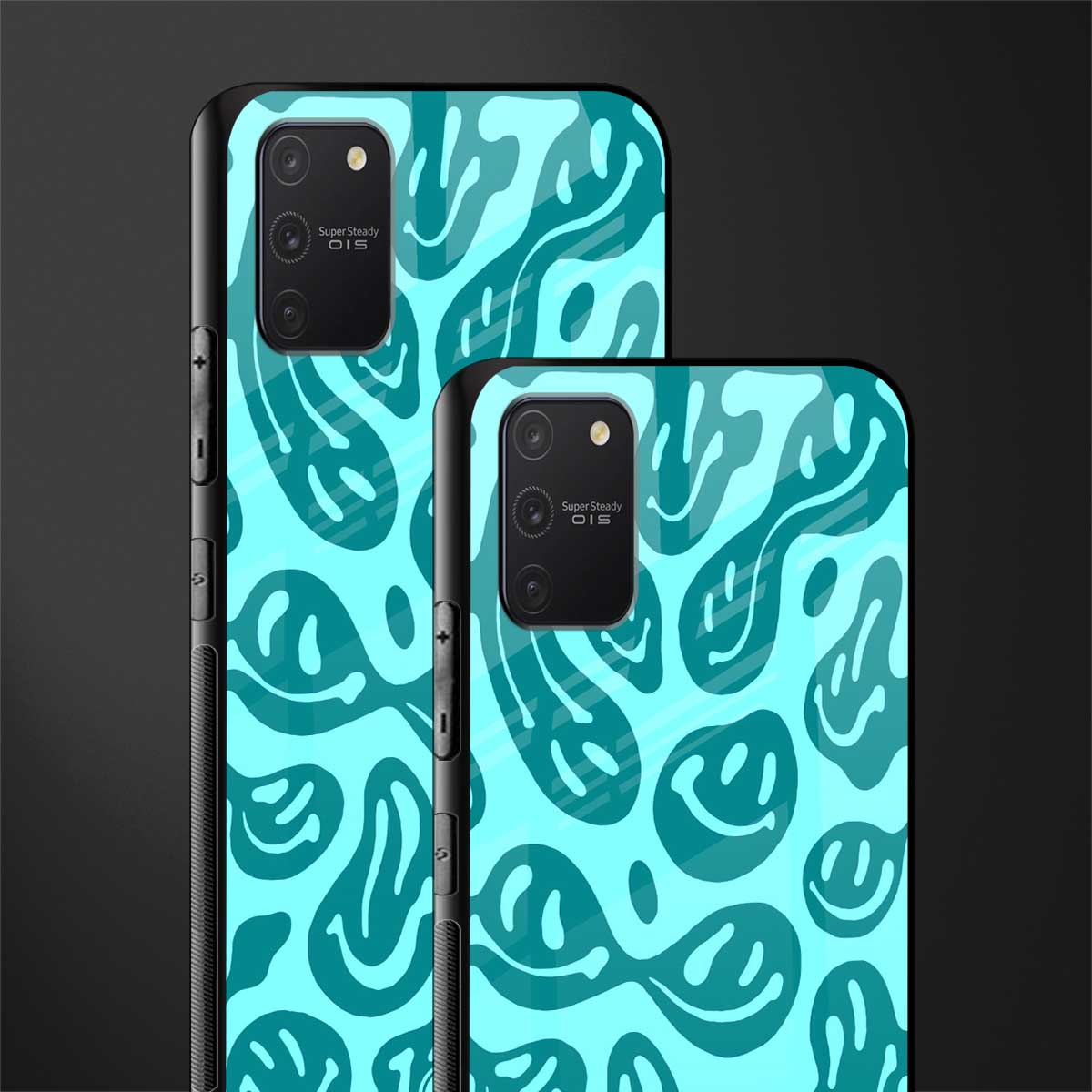 acid smiles turquoise edition glass case for samsung galaxy a91 image-2