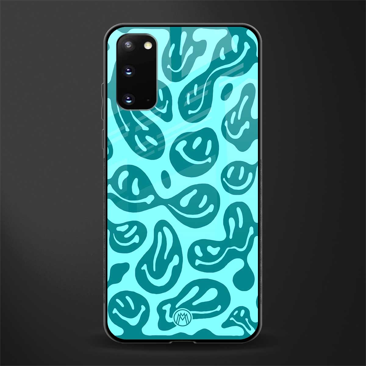 acid smiles turquoise edition glass case for samsung galaxy s20 image