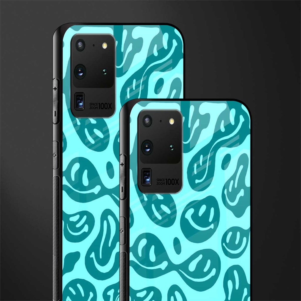 acid smiles turquoise edition glass case for samsung galaxy s20 ultra image-2