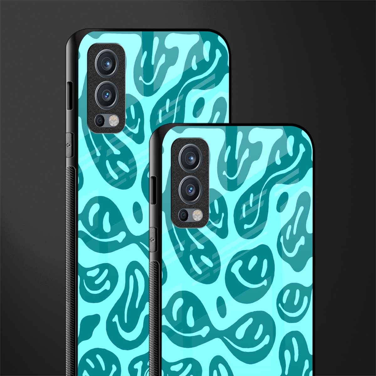 acid smiles turquoise edition glass case for oneplus nord 2 5g image-2