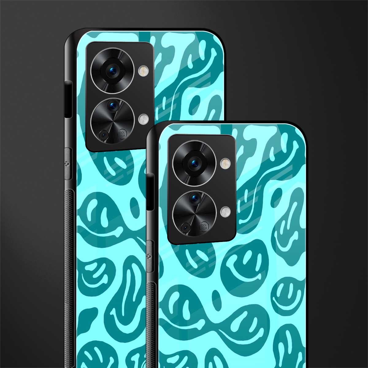 acid smiles turquoise edition glass case for phone case | glass case for oneplus nord 2t 5g
