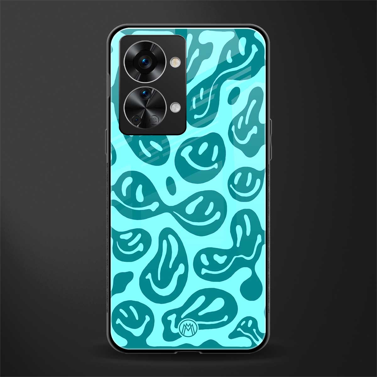 acid smiles turquoise edition glass case for phone case | glass case for oneplus nord 2t 5g