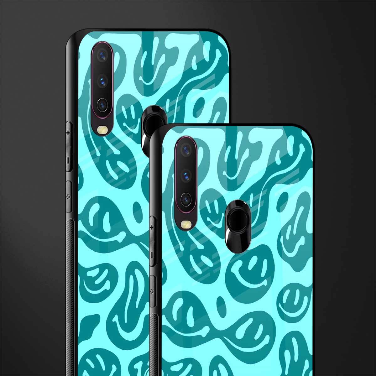 acid smiles turquoise edition glass case for vivo y12 image-2