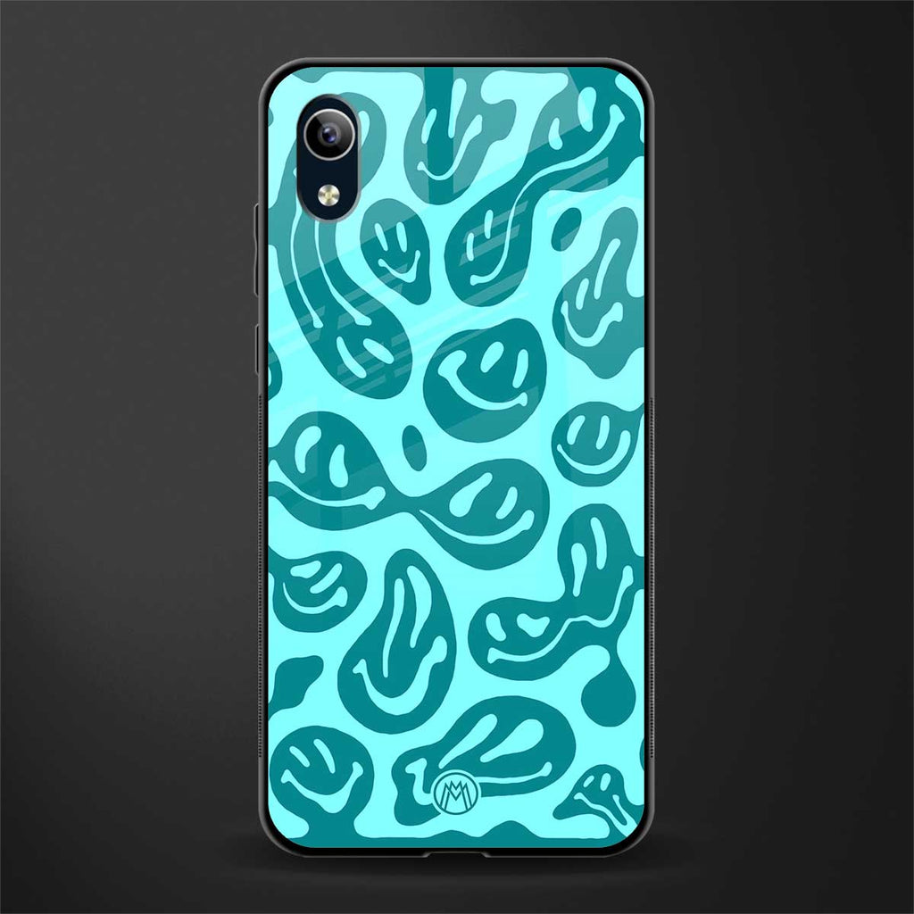 acid smiles turquoise edition glass case for vivo y1s without fingerprint image