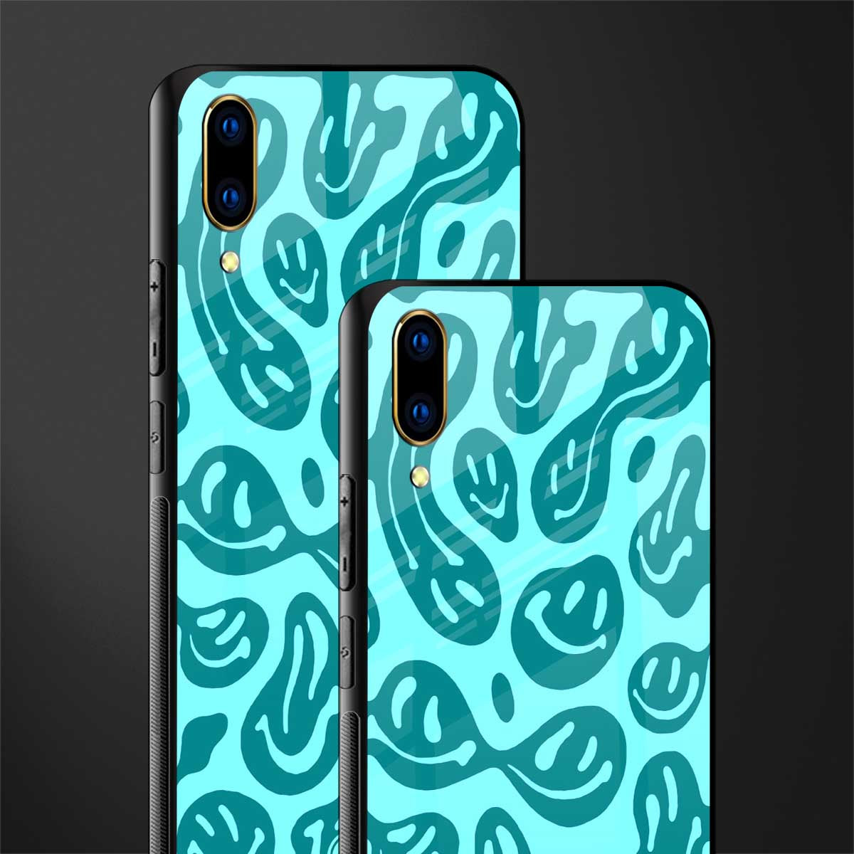 acid smiles turquoise edition glass case for vivo v11 pro image-2