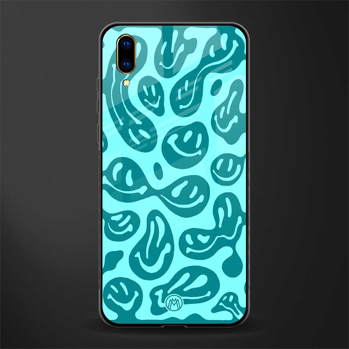 acid smiles turquoise edition glass case for vivo v11 pro image