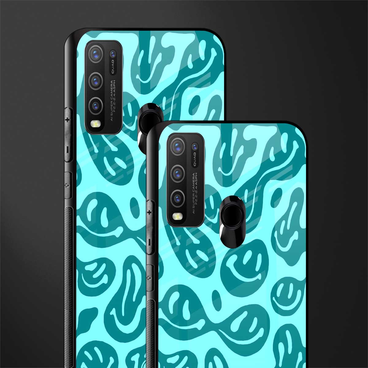 acid smiles turquoise edition glass case for vivo y50 image-2