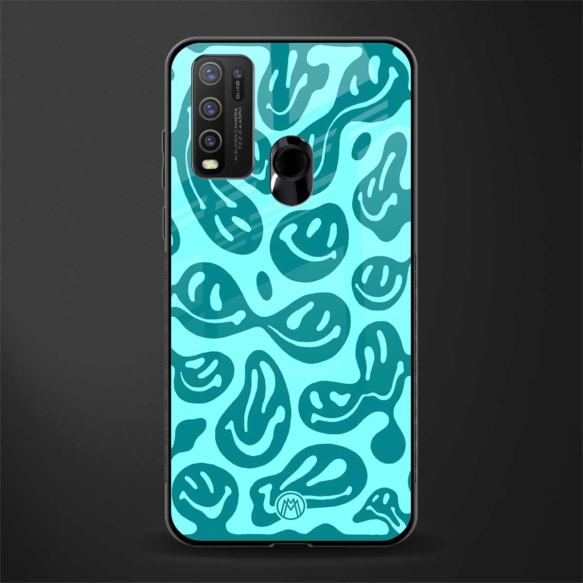 acid smiles turquoise edition glass case for vivo y50 image