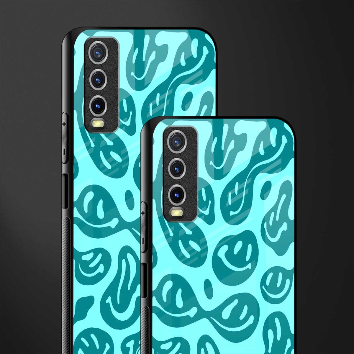 acid smiles turquoise edition glass case for vivo y12g image-2