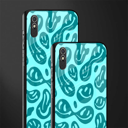 acid smiles turquoise edition glass case for redmi 9a image-2