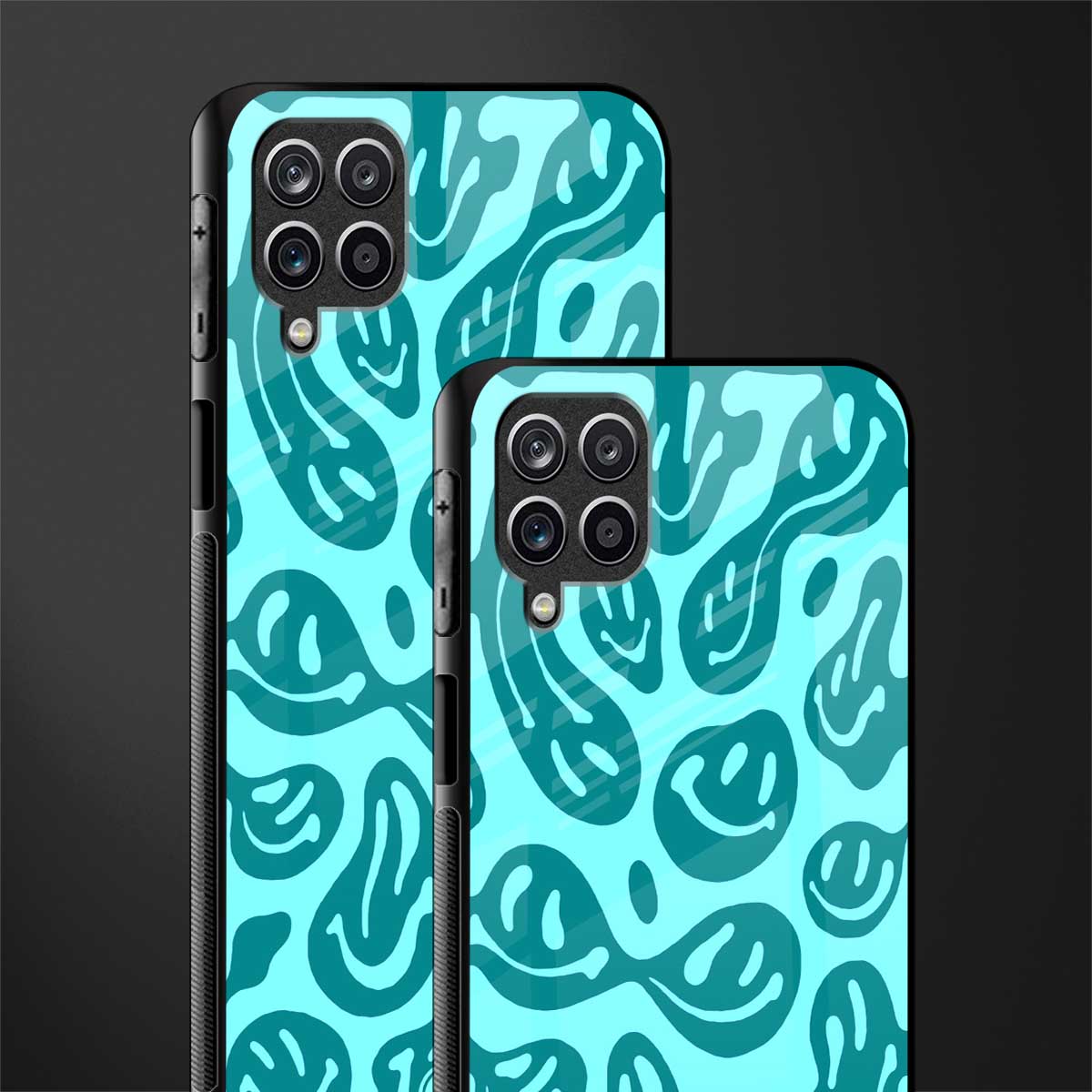 acid smiles turquoise edition glass case for samsung galaxy a12 image-2
