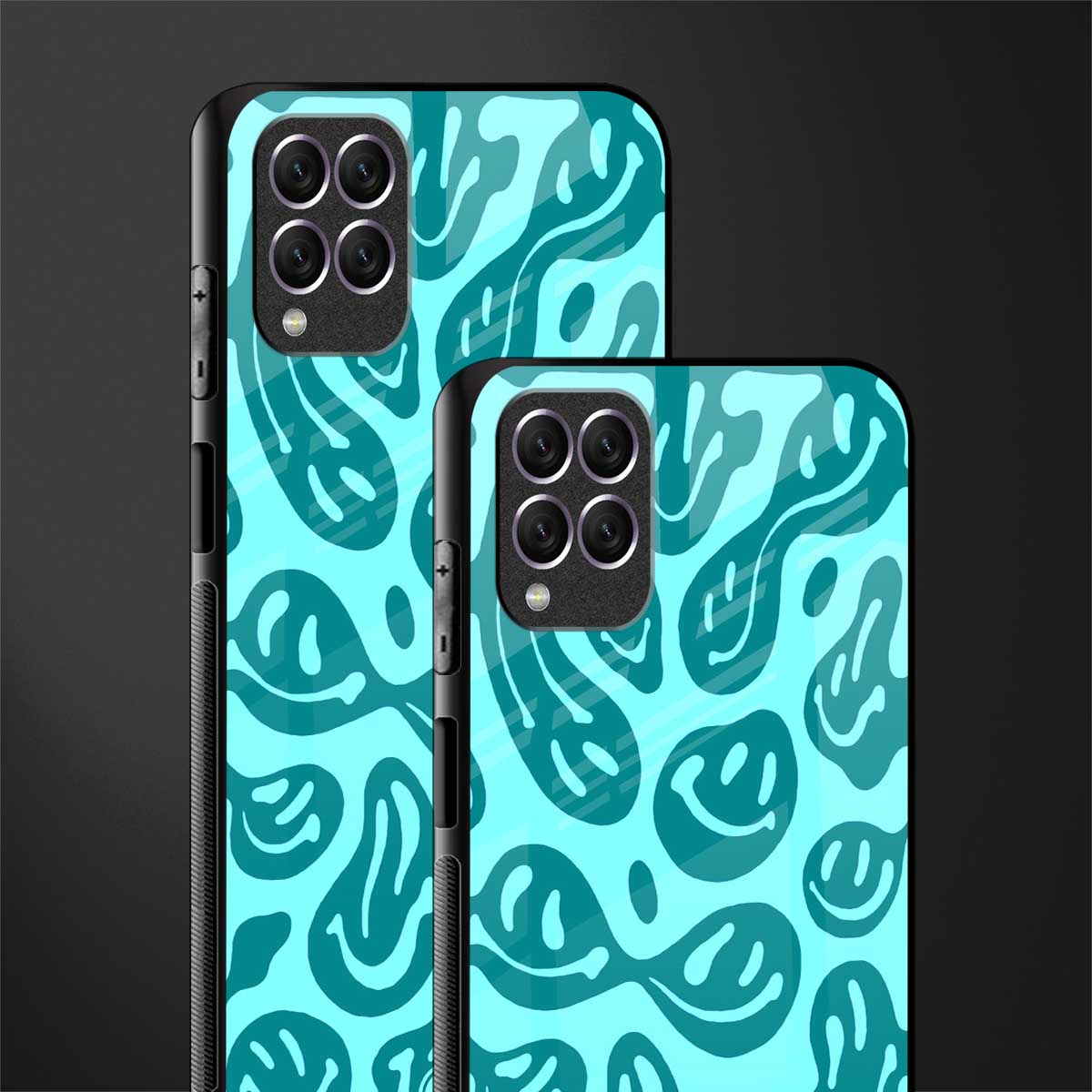 acid smiles turquoise edition glass case for samsung galaxy f62 image-2