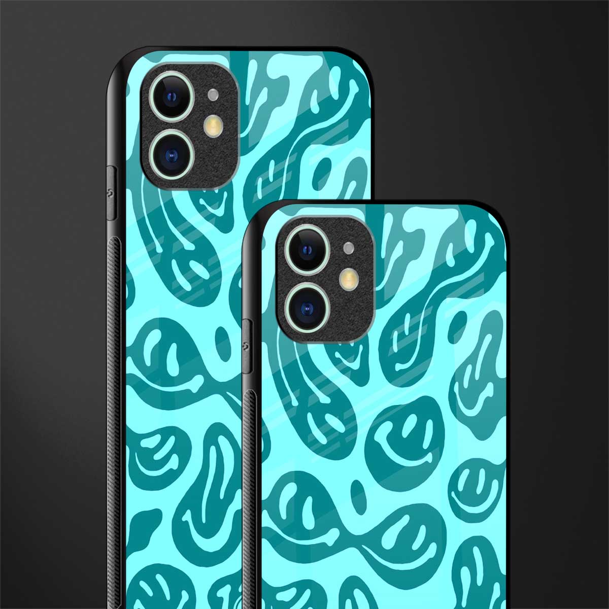 acid smiles turquoise edition glass case for iphone 12 mini image-2