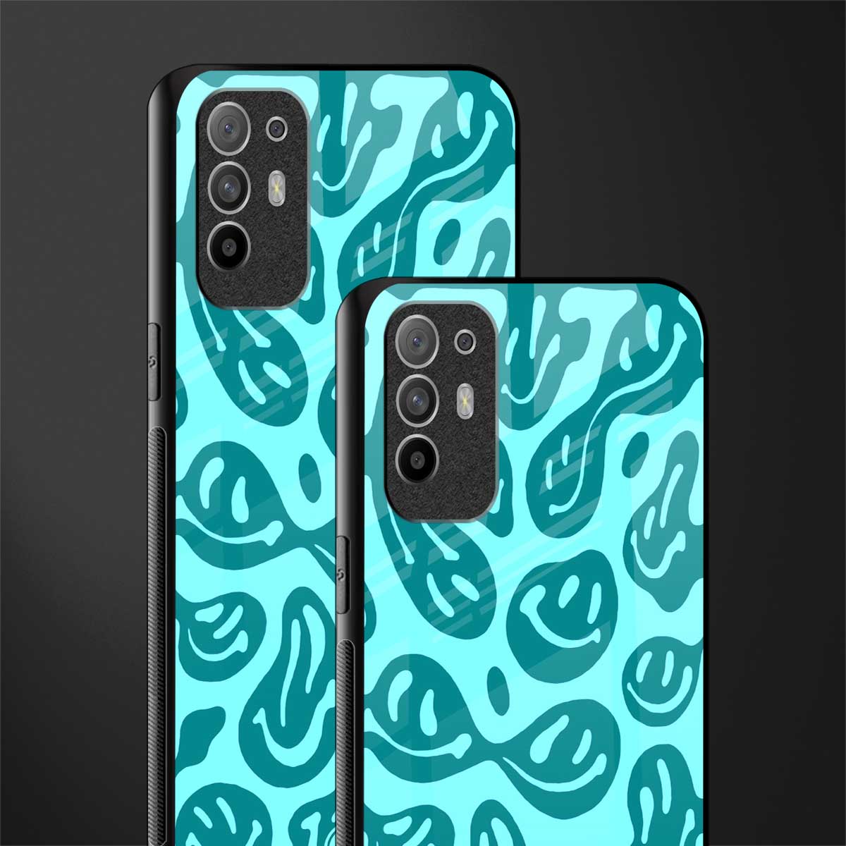 acid smiles turquoise edition glass case for oppo f19 pro plus image-2