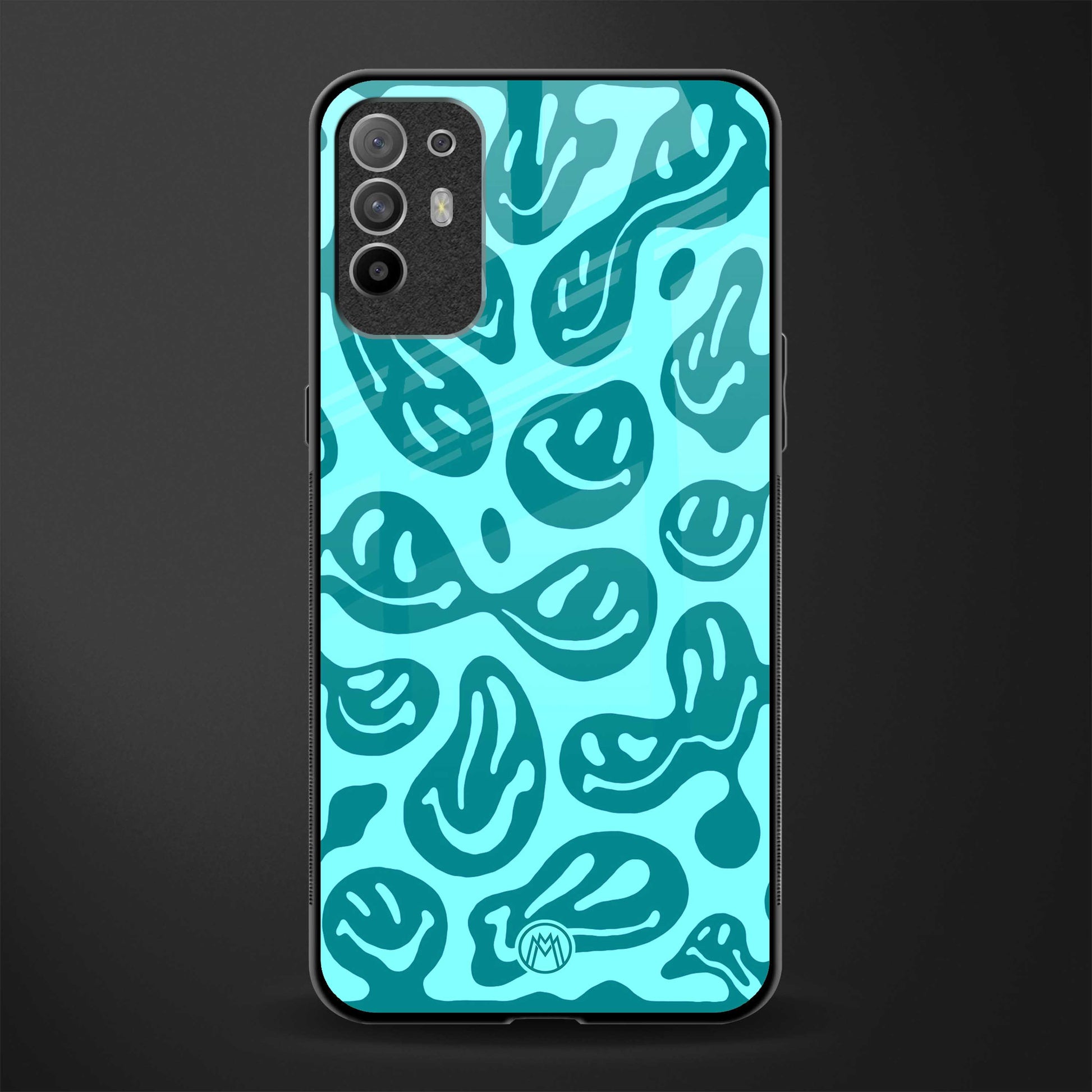 acid smiles turquoise edition glass case for oppo f19 pro plus image