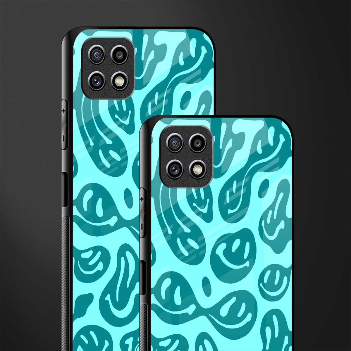 acid smiles turquoise edition glass case for samsung galaxy a22 5g image-2