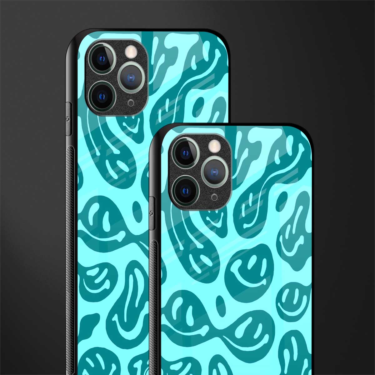 acid smiles turquoise edition glass case for iphone 11 pro max image-2
