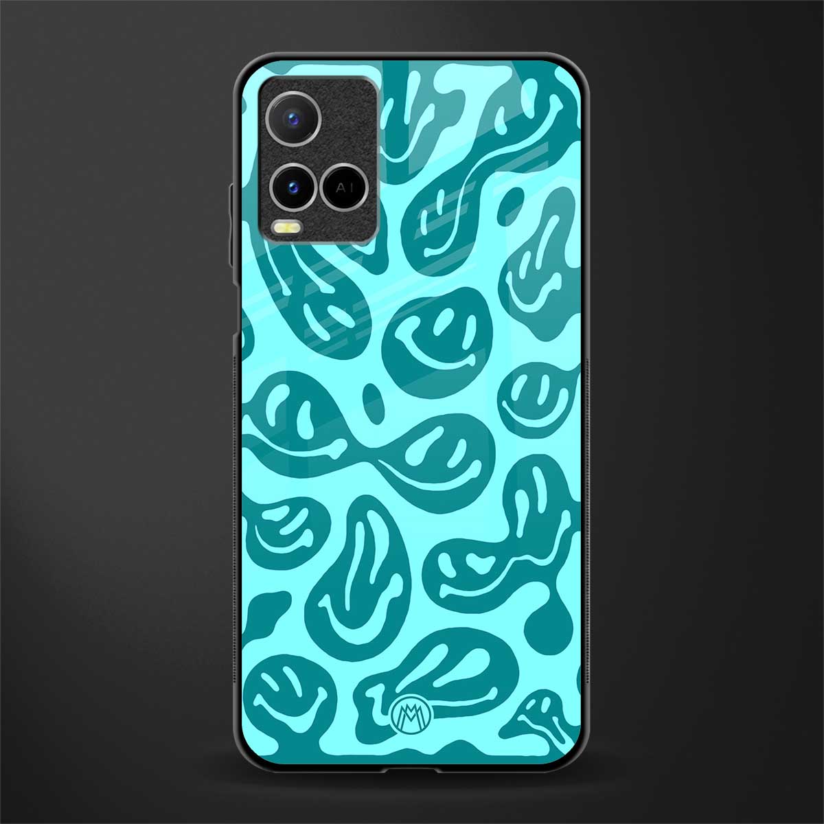 acid smiles turquoise edition glass case for vivo y21t image