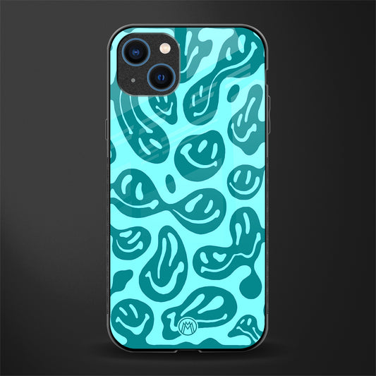 acid smiles turquoise edition glass case for iphone 14 plus image