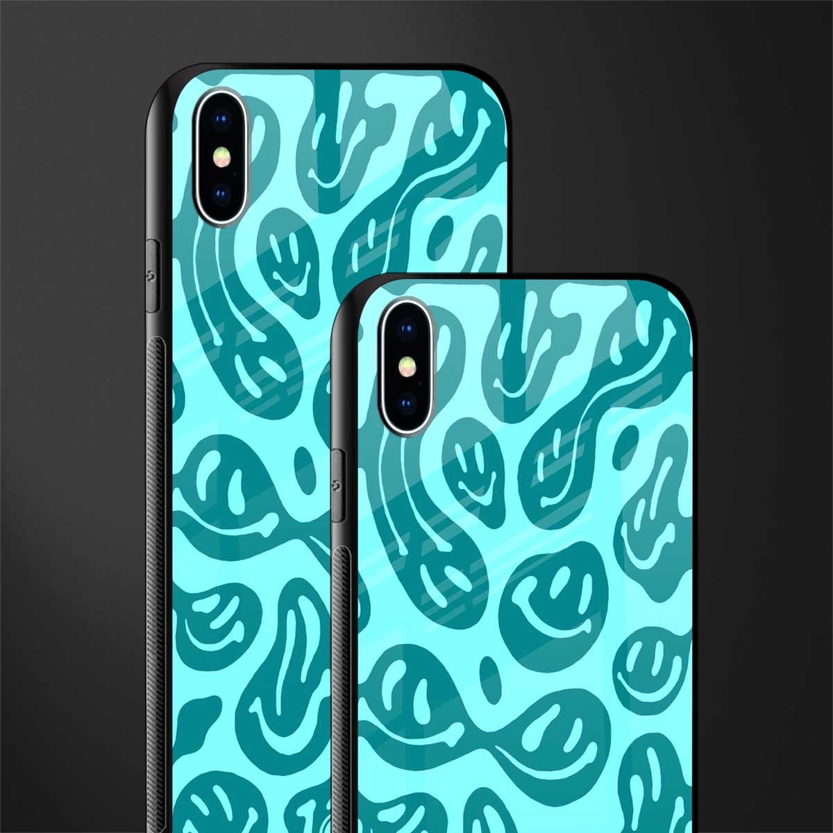 acid smiles turquoise edition glass case for iphone xs max image-2