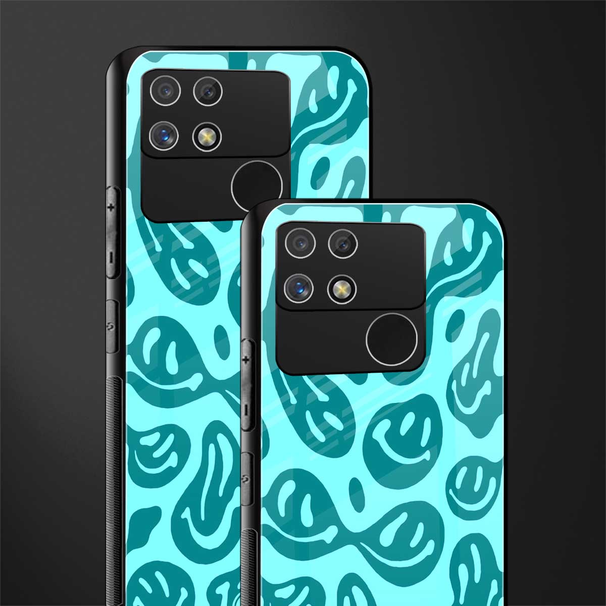 acid smiles turquoise edition back phone cover | glass case for realme narzo 50a