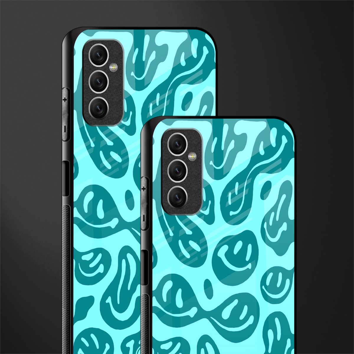 acid smiles turquoise edition glass case for samsung galaxy m52 5g image-2