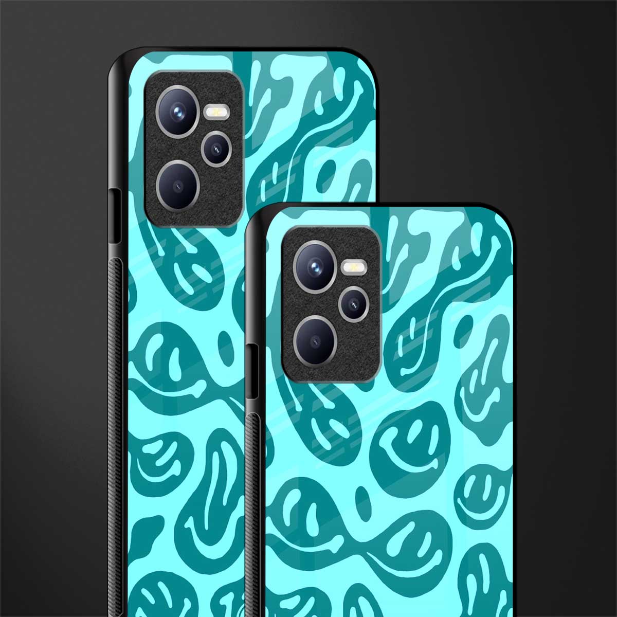 acid smiles turquoise edition glass case for realme c35 image-2