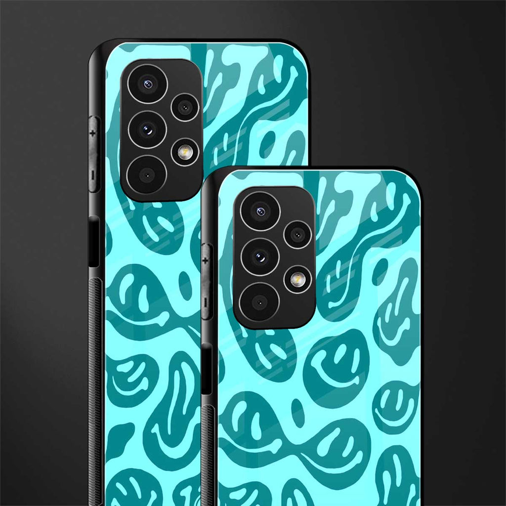 acid smiles turquoise edition back phone cover | glass case for samsung galaxy a13 4g