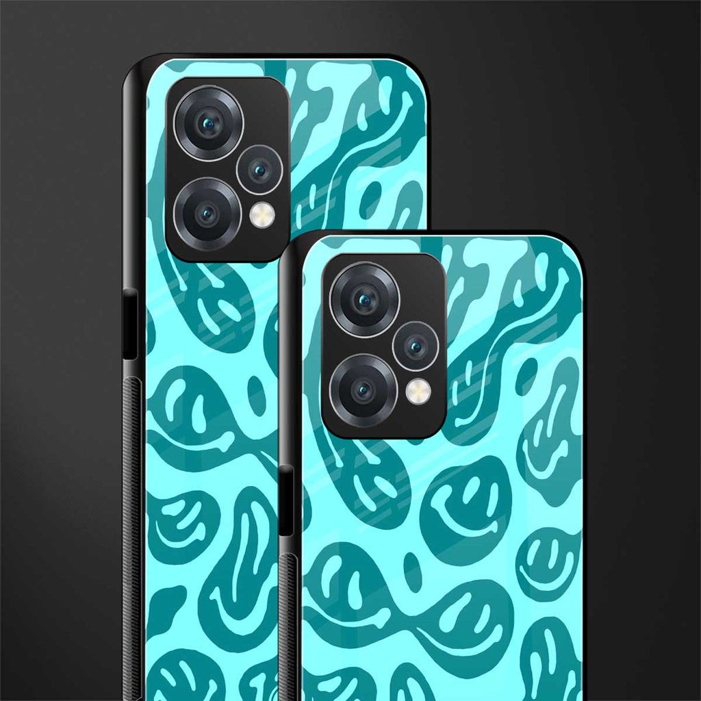 acid smiles turquoise edition back phone cover | glass case for oneplus nord ce 2 lite 5g