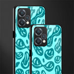 acid smiles turquoise edition back phone cover | glass case for oneplus nord ce 2 lite 5g