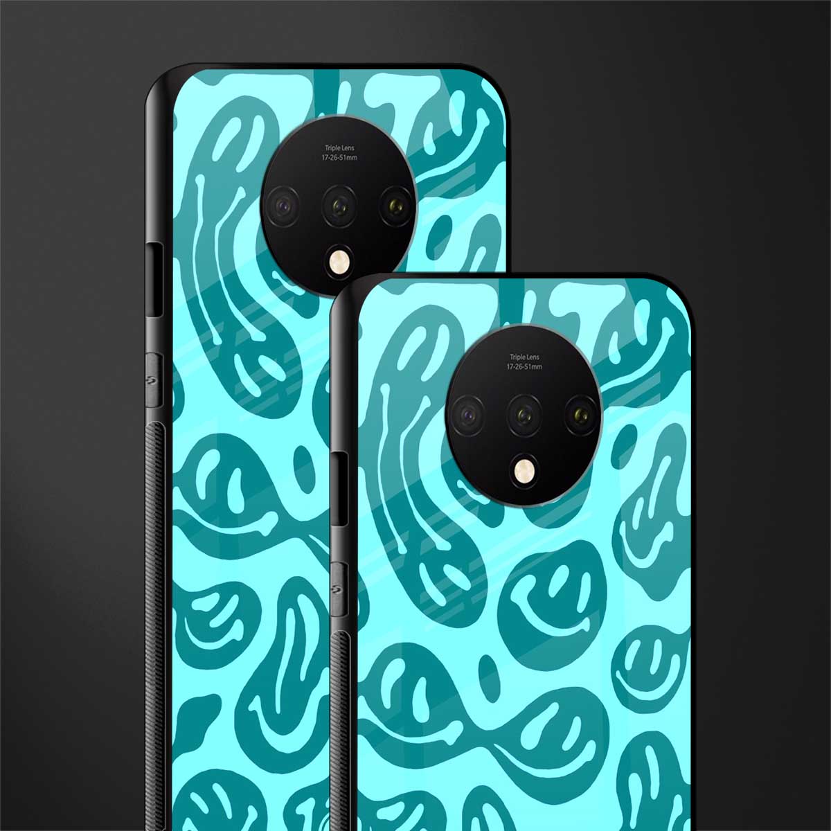 acid smiles turquoise edition glass case for oneplus 7t image-2