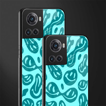 acid smiles turquoise edition back phone cover | glass case for oneplus 10r 5g