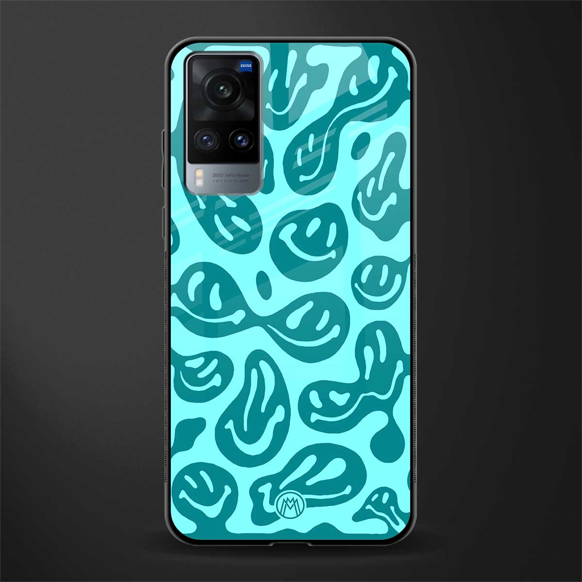 acid smiles turquoise edition glass case for vivo x60 image