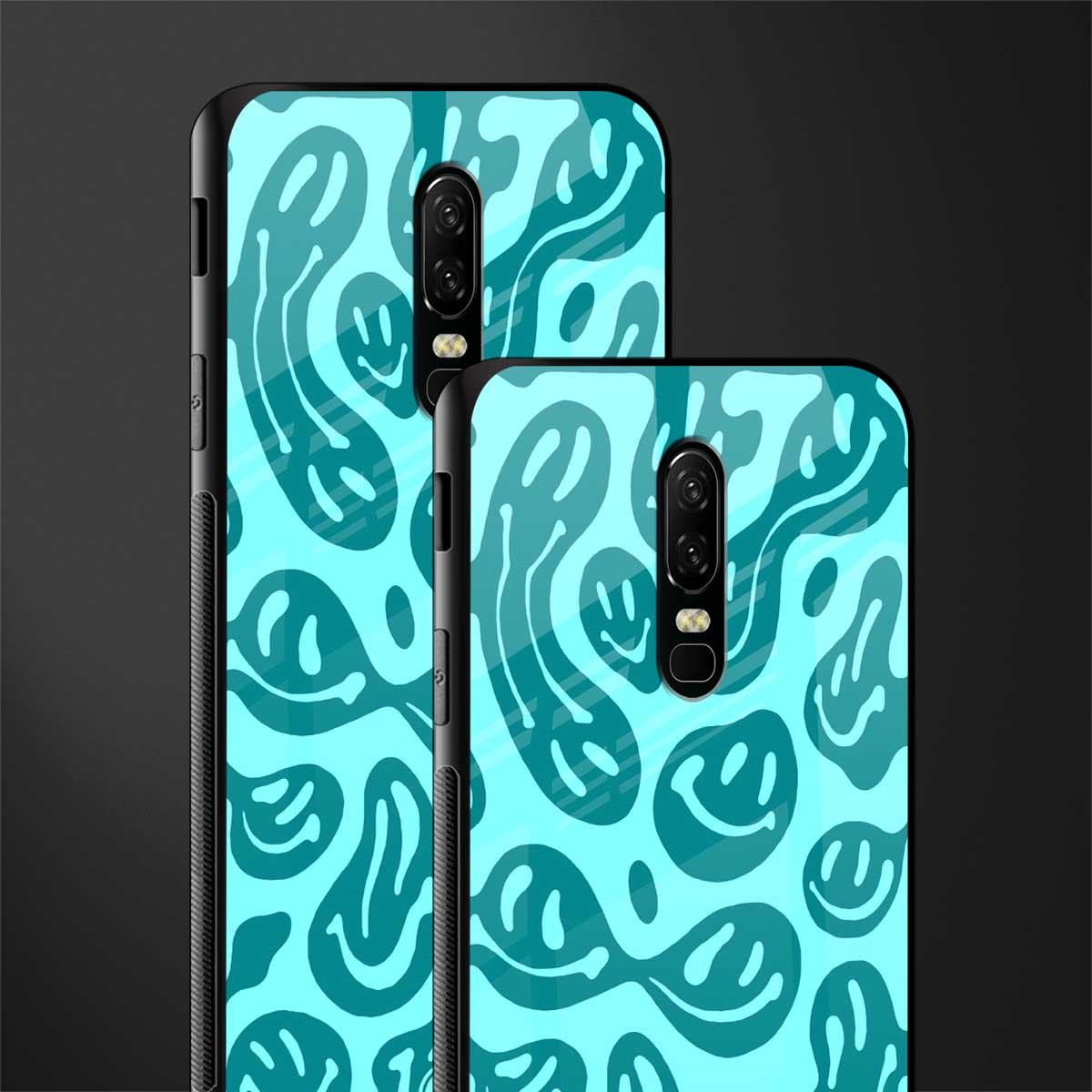 acid smiles turquoise edition glass case for oneplus 6 image-2