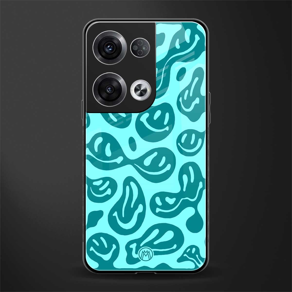 acid smiles turquoise edition back phone cover | glass case for oppo reno 8 pro