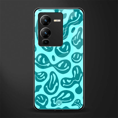 acid smiles turquoise edition back phone cover | glass case for vivo v25 pro 5g
