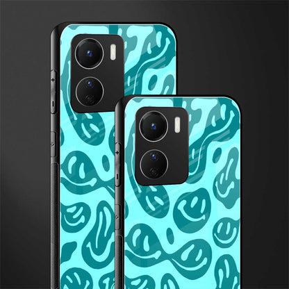 acid smiles turquoise edition back phone cover | glass case for vivo y16