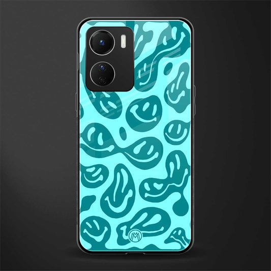 acid smiles turquoise edition back phone cover | glass case for vivo y16