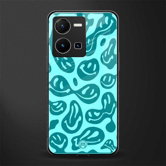 acid smiles turquoise edition back phone cover | glass case for vivo y35 4g