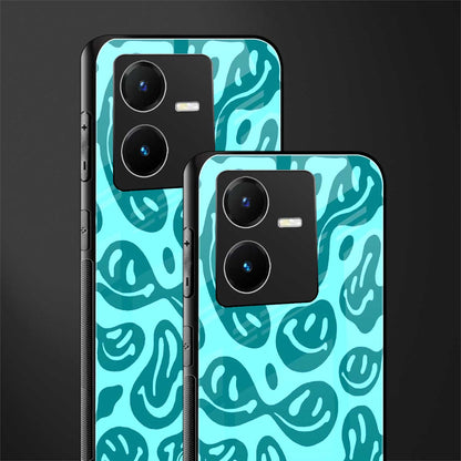 acid smiles turquoise edition back phone cover | glass case for vivo y22