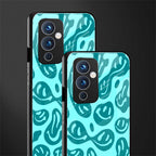 acid smiles turquoise edition back phone cover | glass case for oneplus 9