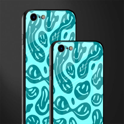 acid smiles turquoise edition glass case for iphone se 2020 image-2