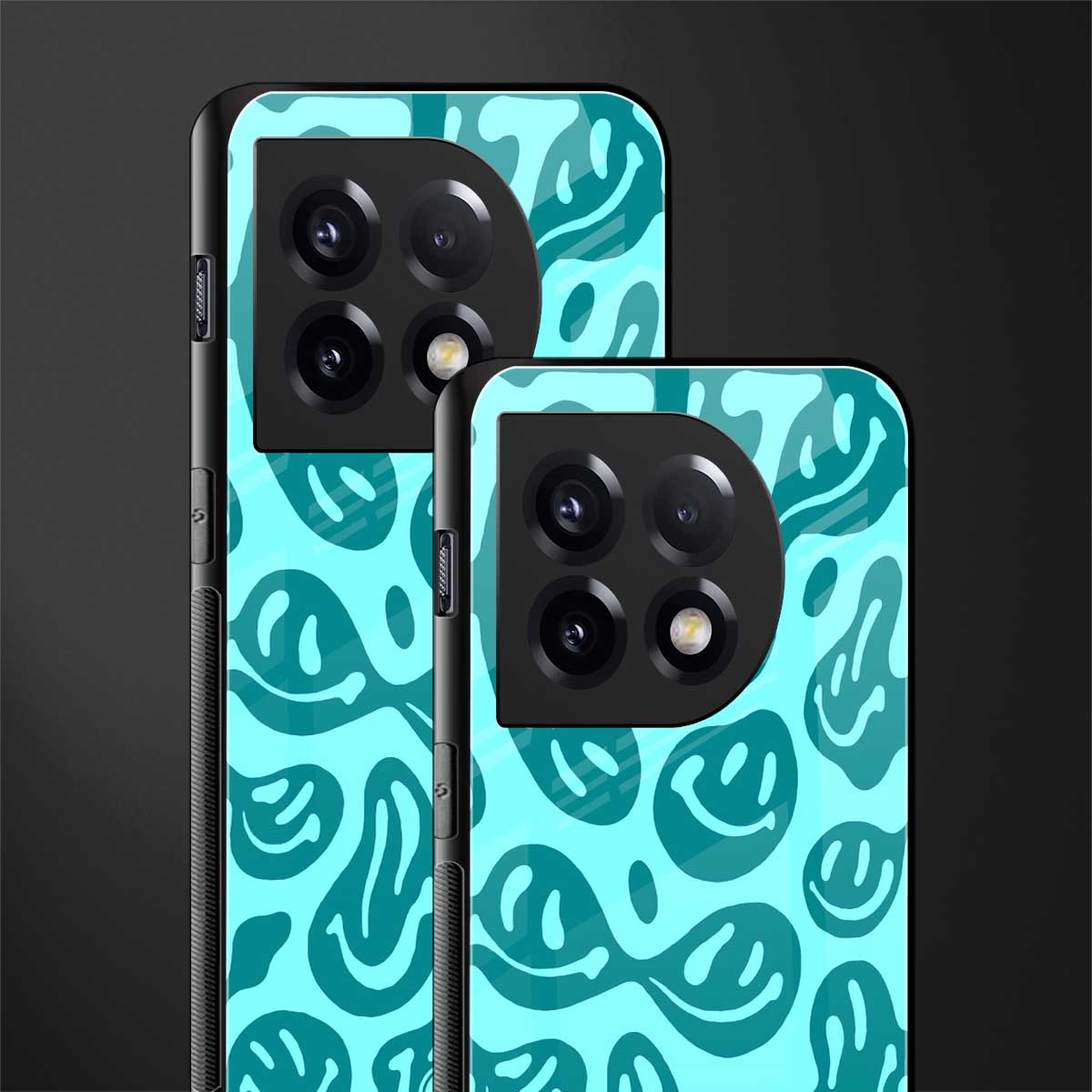 acid smiles turquoise edition back phone cover | glass case for oneplus 11