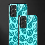 acid smiles turquoise edition back phone cover | glass case for samsung galaxy a54 5g