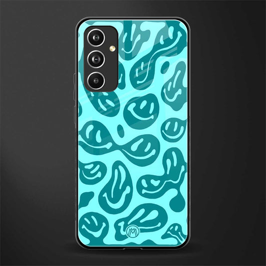 acid smiles turquoise edition back phone cover | glass case for samsung galaxy a54 5g