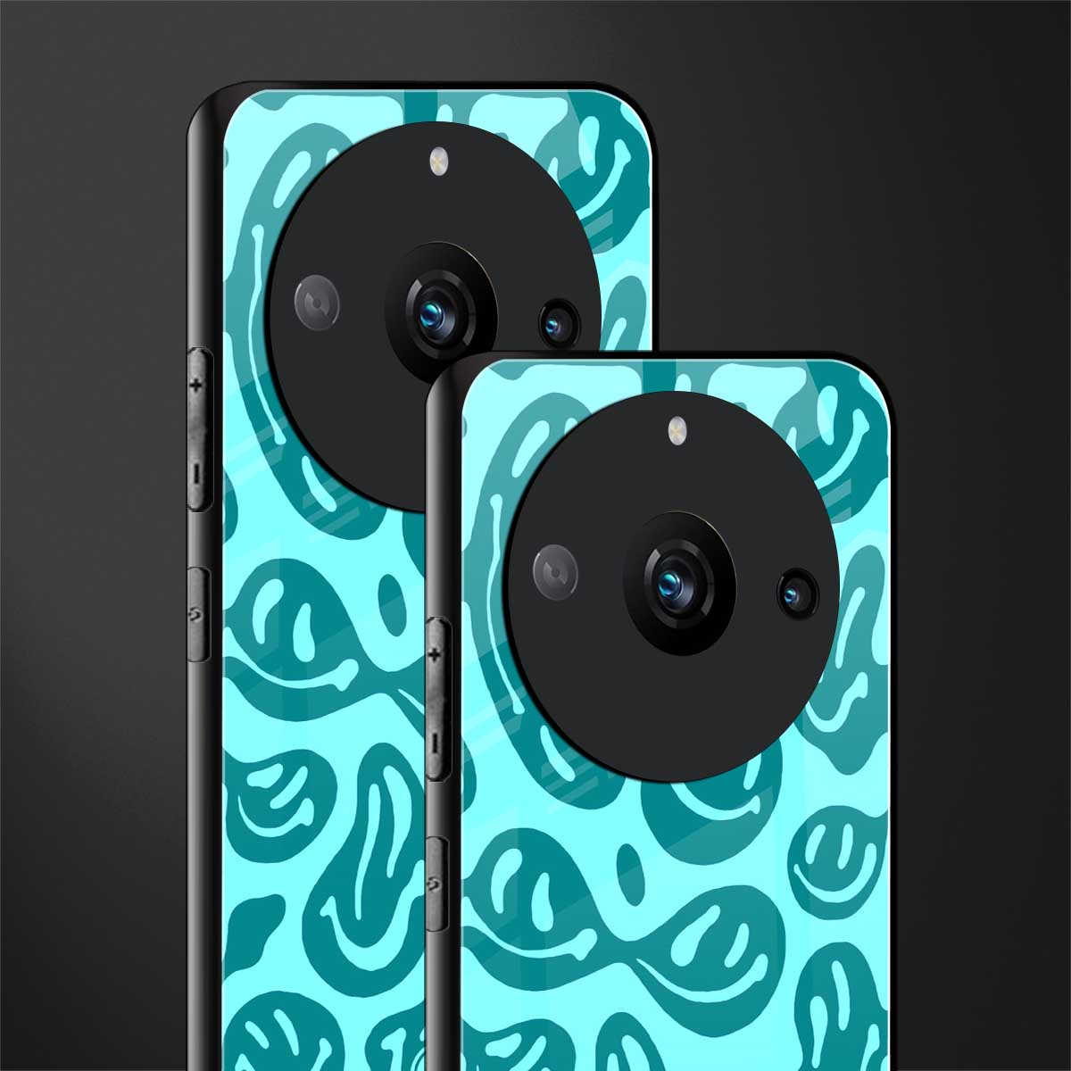acid smiles turquoise edition back phone cover | glass case for realme 11 pro 5g
