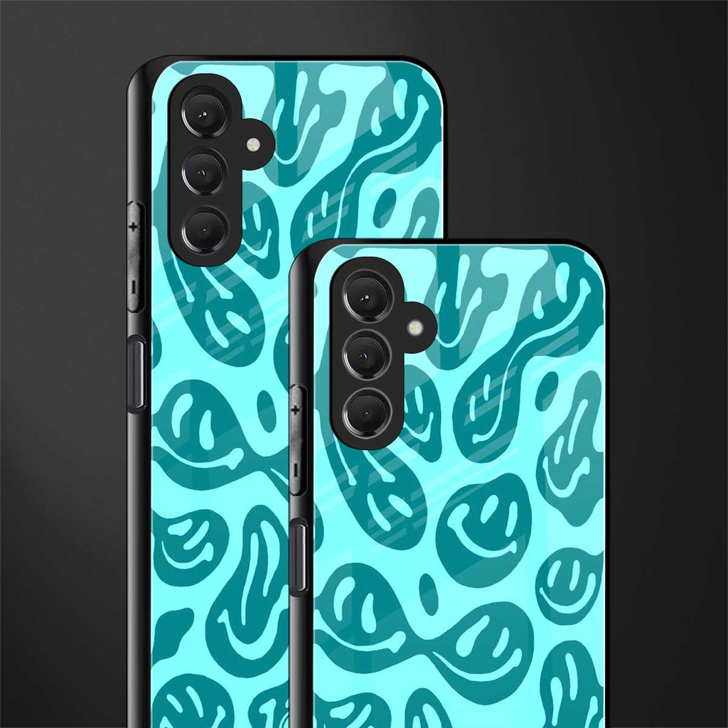 acid smiles turquoise edition back phone cover | glass case for samsun galaxy a24 4g