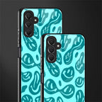 acid smiles turquoise edition back phone cover | glass case for samsun galaxy a24 4g